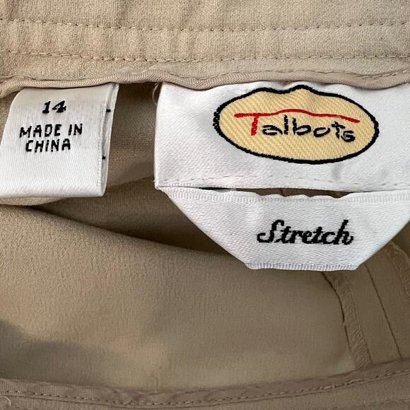Talbots Stretch Womens Pants Size 14 Beige Knit Straight Leg Side Zip - Picture 4 of 6
